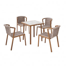 GAIA BALCONY TABLE 2/4 SEATS NATERIAL 65.5X65.5 WOOD EFFECT WITH MOSAIC TOP IN CERAMI