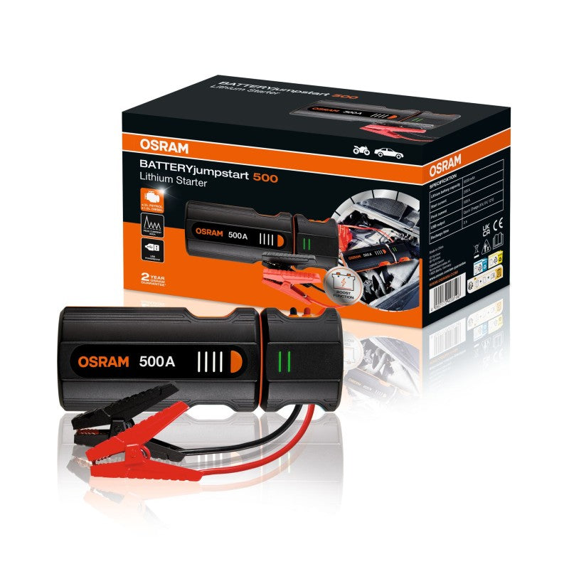 Booster avviatore d'emergenza litio osram jumpstarter500 per auto 3l benzina e 1,5l diesel