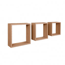TRIS WHITE CUBES 24X24 + 27X27 + 30x30 CM NATURAL OAK