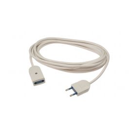 EXTENSION CABLE 5MT PLUG 10A SOCKET 10 2 POLES NO GROUNDING WHITE