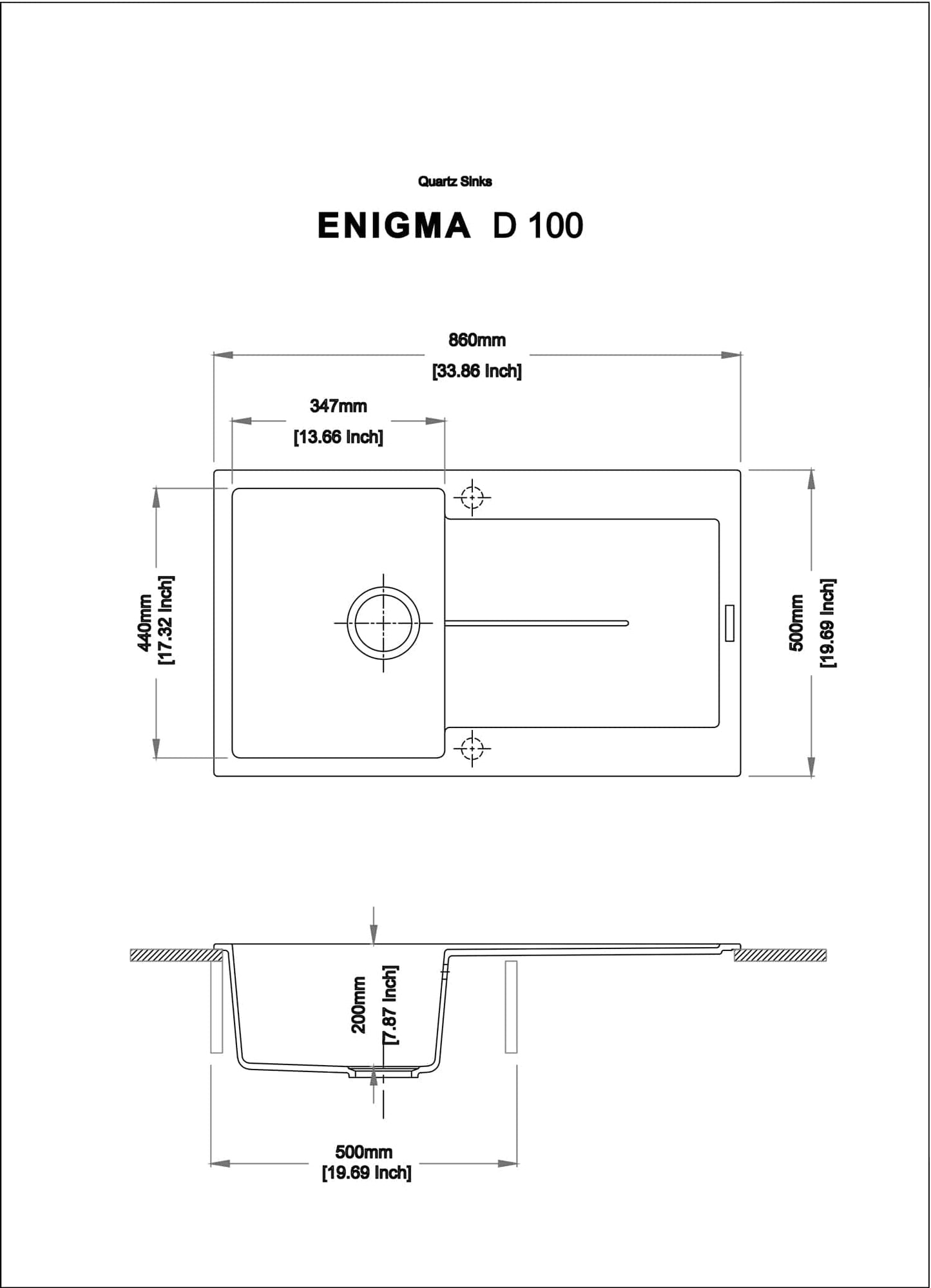 Bricocenter LAVELLO INCASSO 1 VASCA L86X50P GRIGIO CROMO