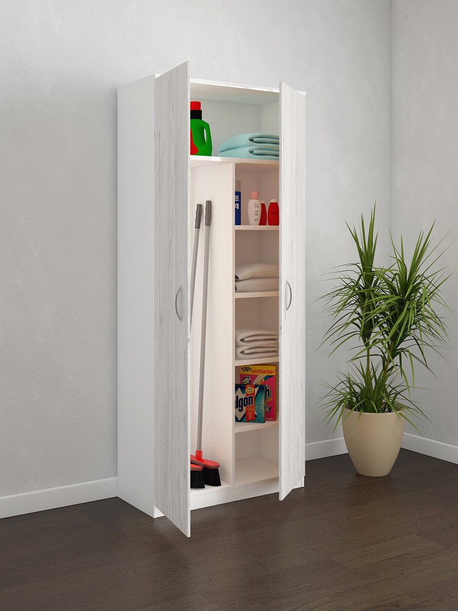 Bricocenter MOBILE PORTASCOPE 2 ANTE 72X36X186 ROVERE GHIACCIO VANO PORTASCOPE 1 RIPIANO 80 5 VANI 40
