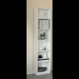 WHITE BOOKCASE 40X28X201 6 SHELVES