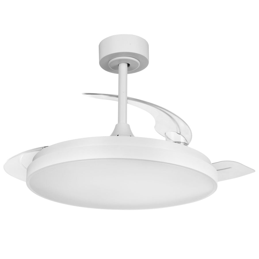 Plafoniera con ventilatore torrent acrilico bianco d 51cm led 4000lm cctdim con pale retr