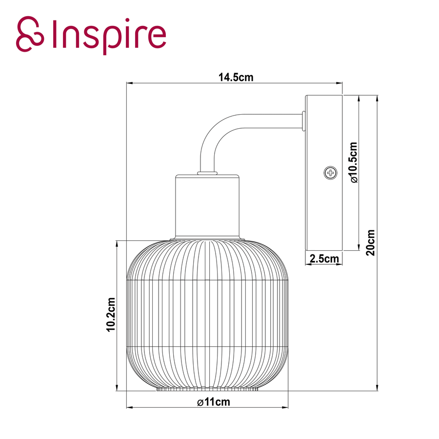 Applique dipsy vetro e metallo oro e14=20w ip44