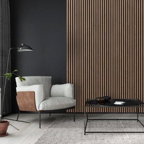 Quanti Fibrotech decorative sound-absorbing panel, oak, 244x52 cm, 18mm thick