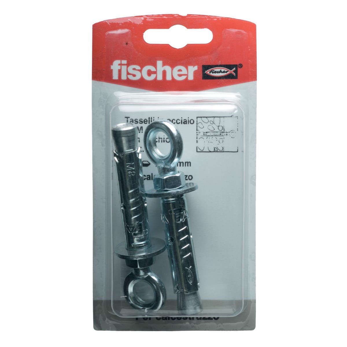 FISCHER CONCRETE PLUGS DIAM. 12 X 56 MM WITH CLOSED EYE, 2 PIECES