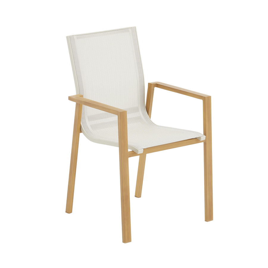 Odyssea chair in aluminium and Naterial wood-effect textilene