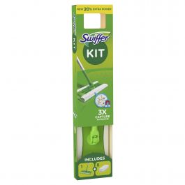 Swiffer starter kit broom with handle, 8 dry cloths and 3 wet wipes