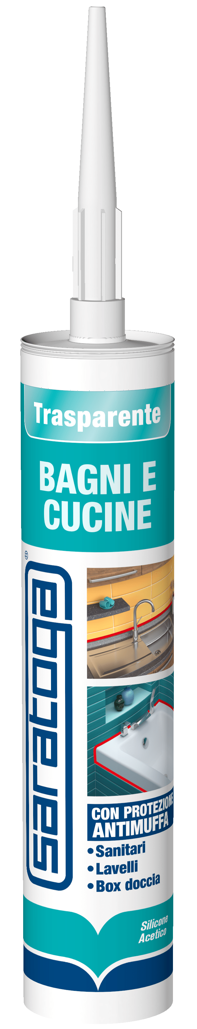 Bricocenter ACETIC SILICONE BATHROOMS AND KITCHEN ANTI-MOLD TRANSPARENT SARATOGA 280 ML