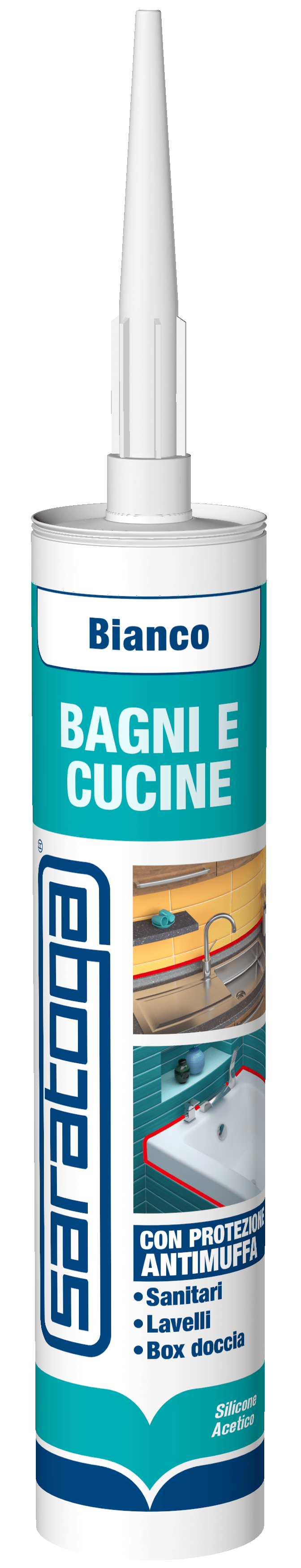 Bricocenter ACETIC SILICONE BATHROOMS AND KITCHEN ANTI-MOLD WHITE SARATOGA 280 ML