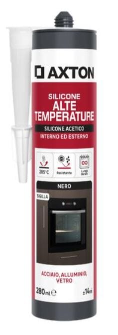 Bricocenter ACETIC SILICONE FOR TEMPERATURES UP TO 285 DEGREES BLACK AXTON 280 ML