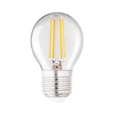 Lampadina led e27 =40w sfera trasparente luce calda