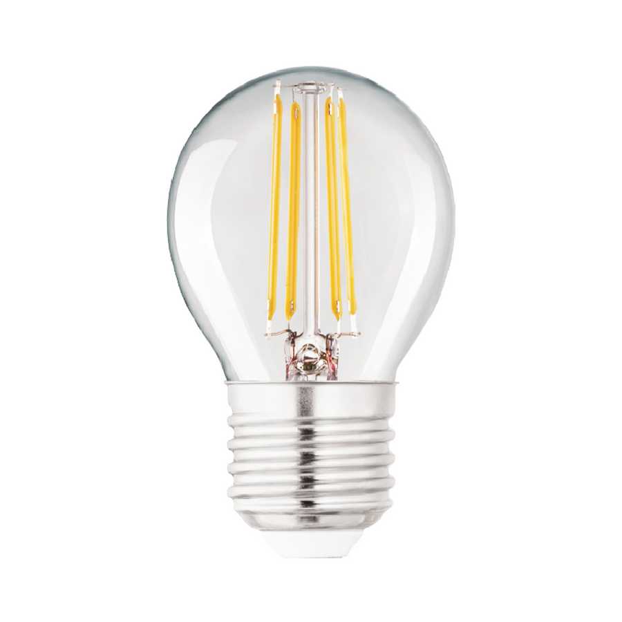 Lampadina led e27 =40w sfera trasparente luce calda