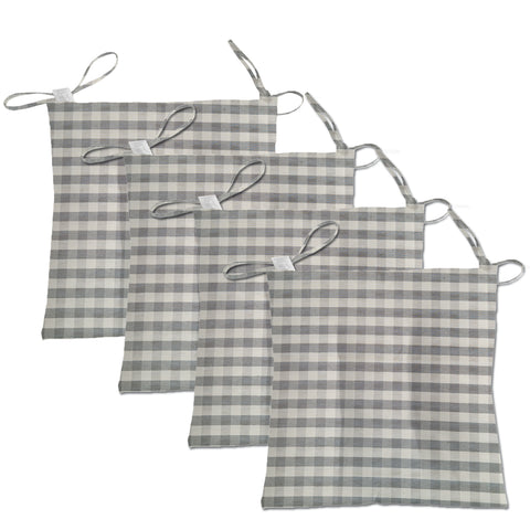 Set of 4 grey tartan lounge chair covers