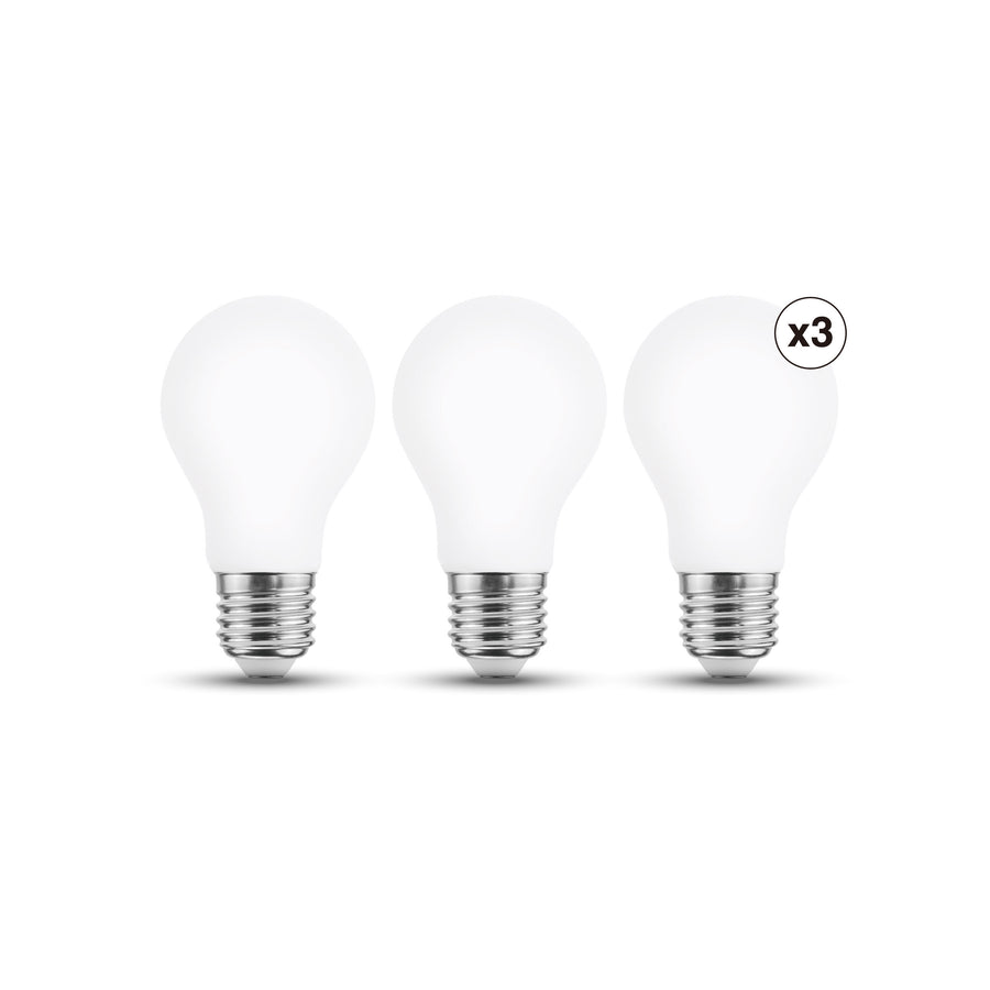 3 E27 LED bulbs (equivalent to 100W), frosted teardrop shape, warm white