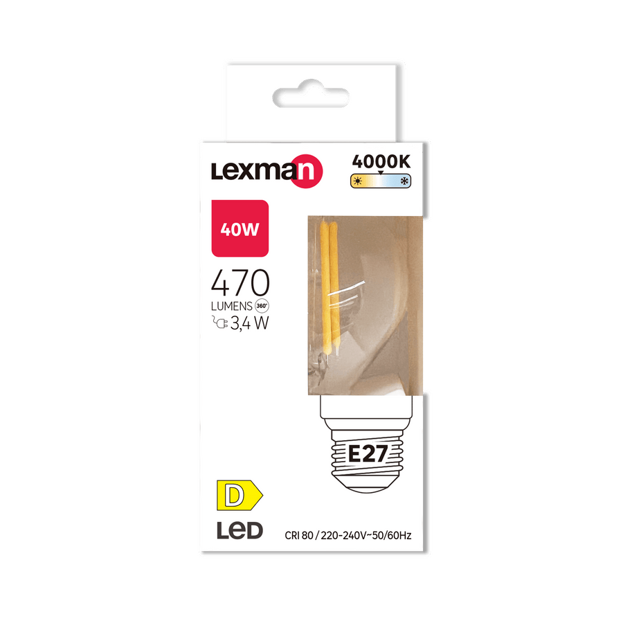 LED bulb e27 =40w sphere transparent natural light