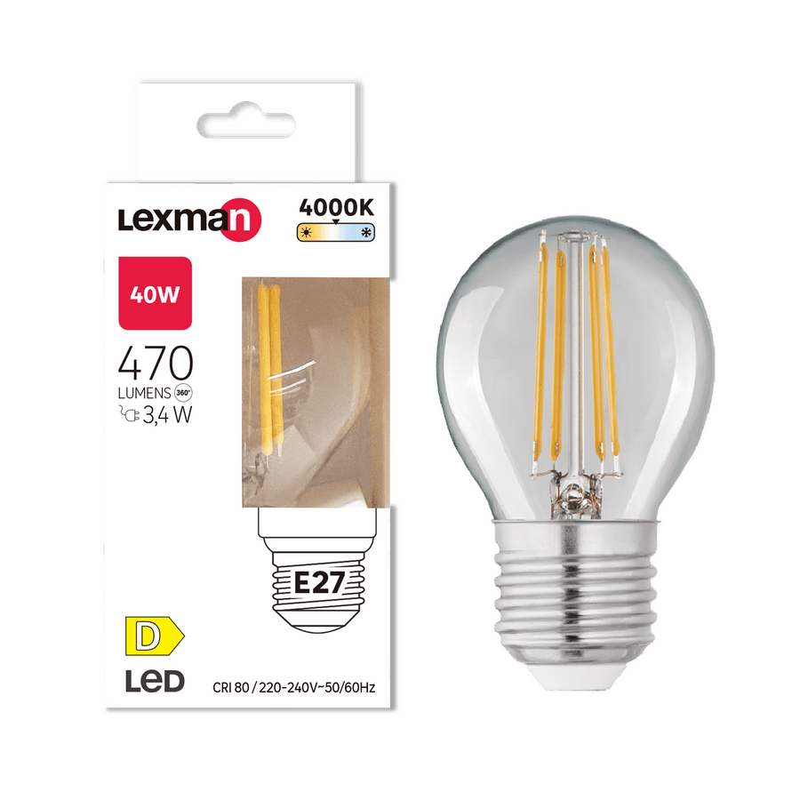 LED bulb e27 =40w sphere transparent natural light