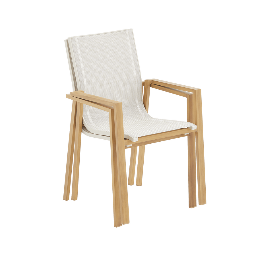 Odyssea chair in aluminium and Naterial wood-effect textilene