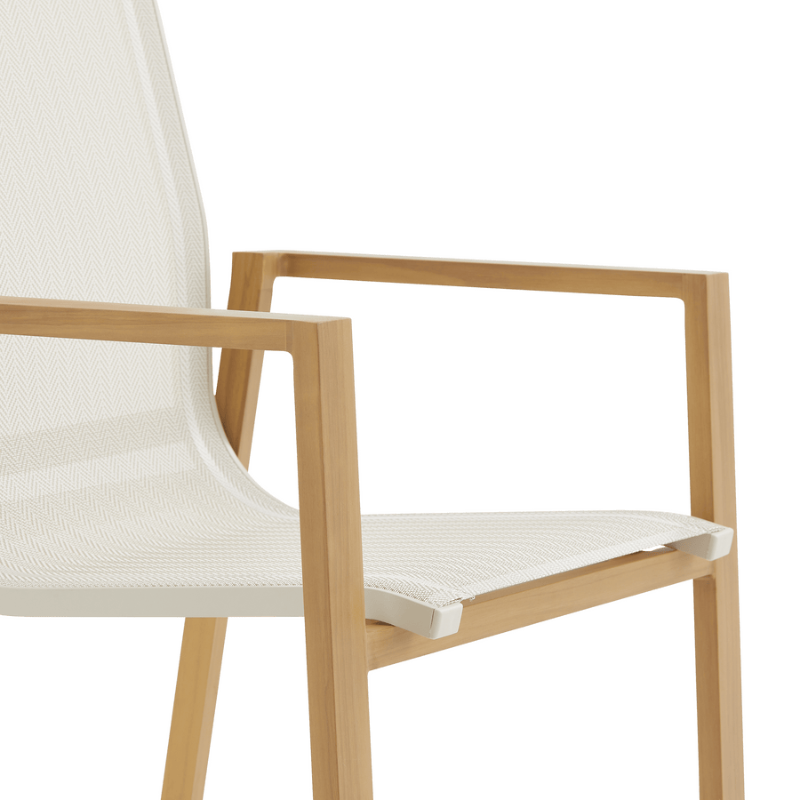 Odyssea chair in aluminium and Naterial wood-effect textilene