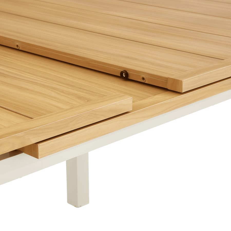Odyssea table 188/244 x 100, made entirely of aluminium with a Naterial wood-effect finish