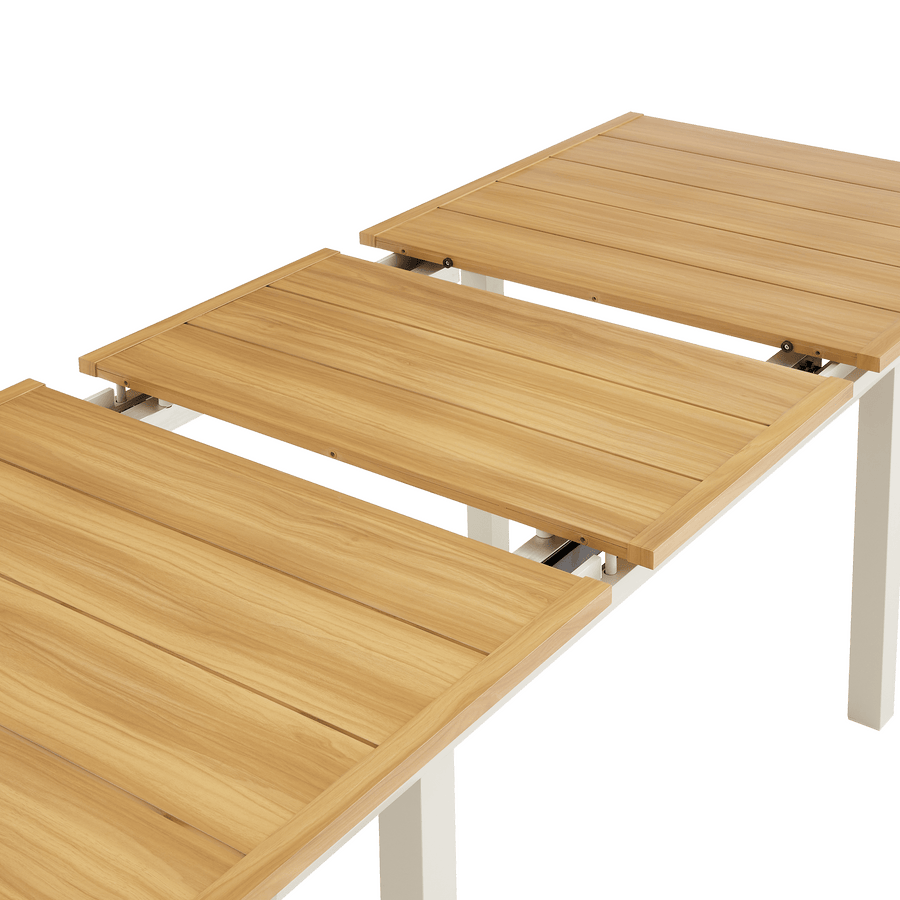 Odyssea table 188/244 x 100, made entirely of aluminium with a Naterial wood-effect finish
