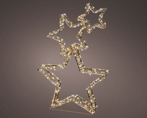 3 stars with 350 micro-LEDs with a flashing effect, height 80 cm