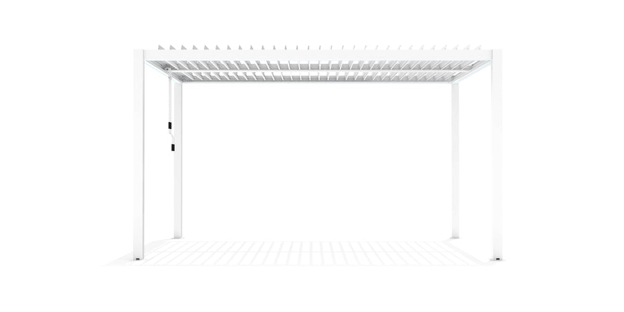 Bricocenter CALICANTUS BIOCLIMATIC PERGOLA 4X4X2.5 WHITE ALUMINUM SLAT COVER