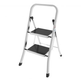 ALUMINIUM STOOL 2 STEPS RECTANGULAR FRAME 35X20MM, NON-SLIP STEP