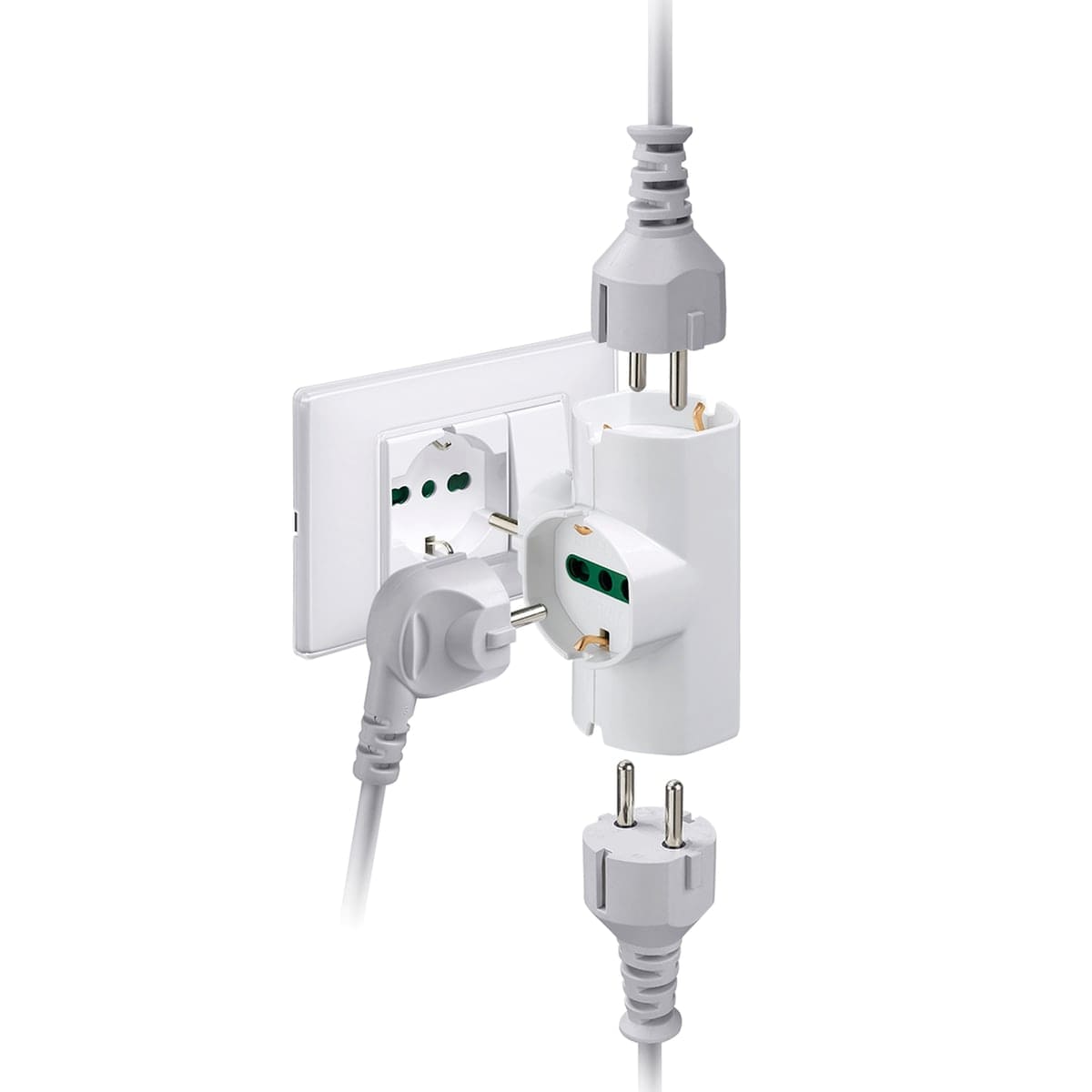 Bricocenter ADAPTER SCHUKO PLUG 3 SOCKETS WHITE