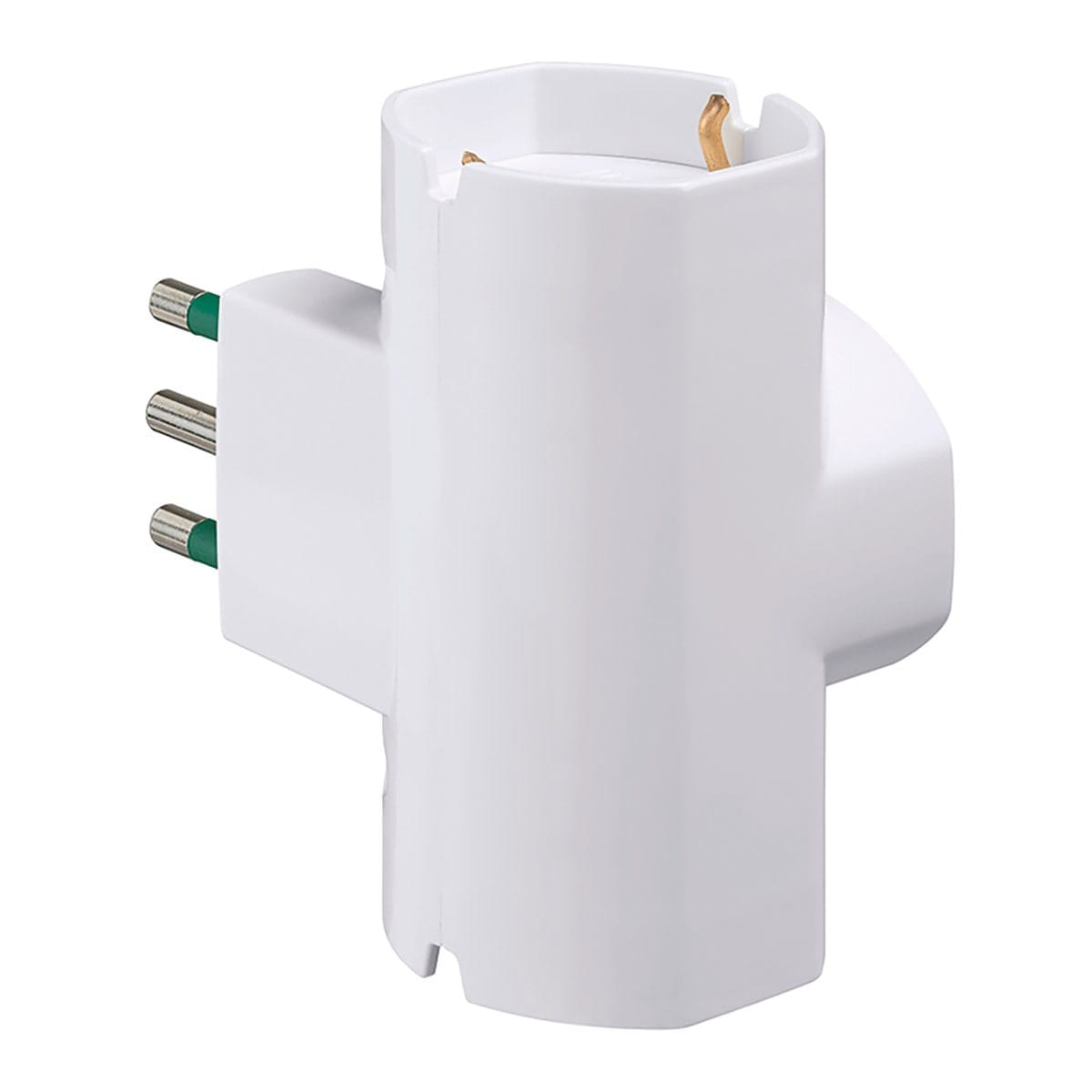 Bricocenter ADAPTER SCHUKO PLUG 3 UNIVERSAL SOCKETS WHITE