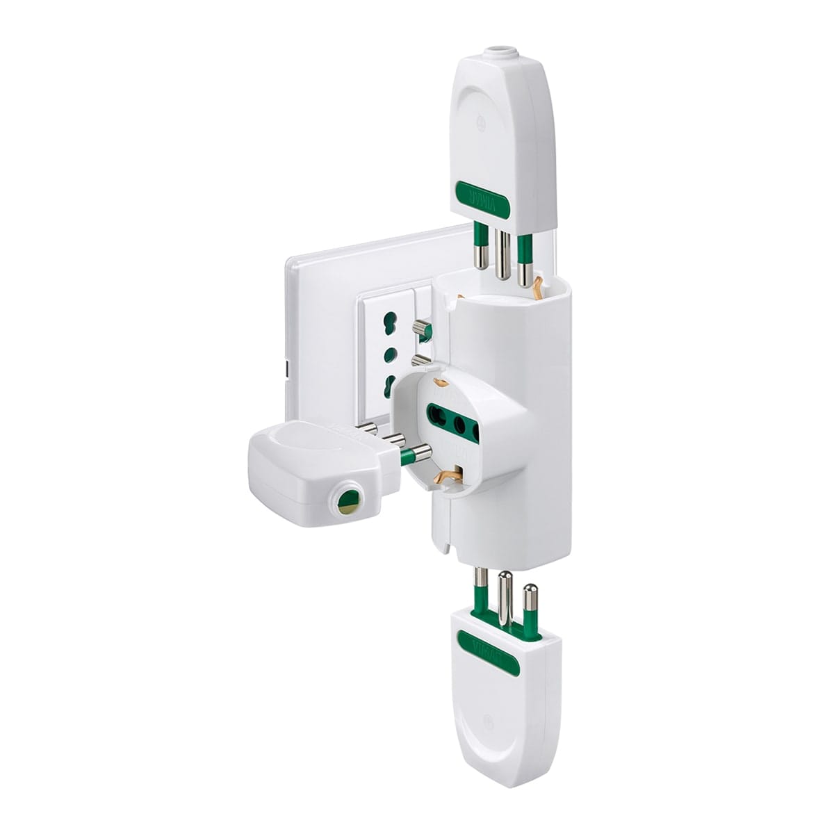 Bricocenter ADAPTER SCHUKO PLUG 3 UNIVERSAL SOCKETS WHITE