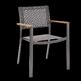 ORIS NATERAL ALU - Chair with eucalyptus wooden armrests and textile seat - 55.2x55.2xh84.5