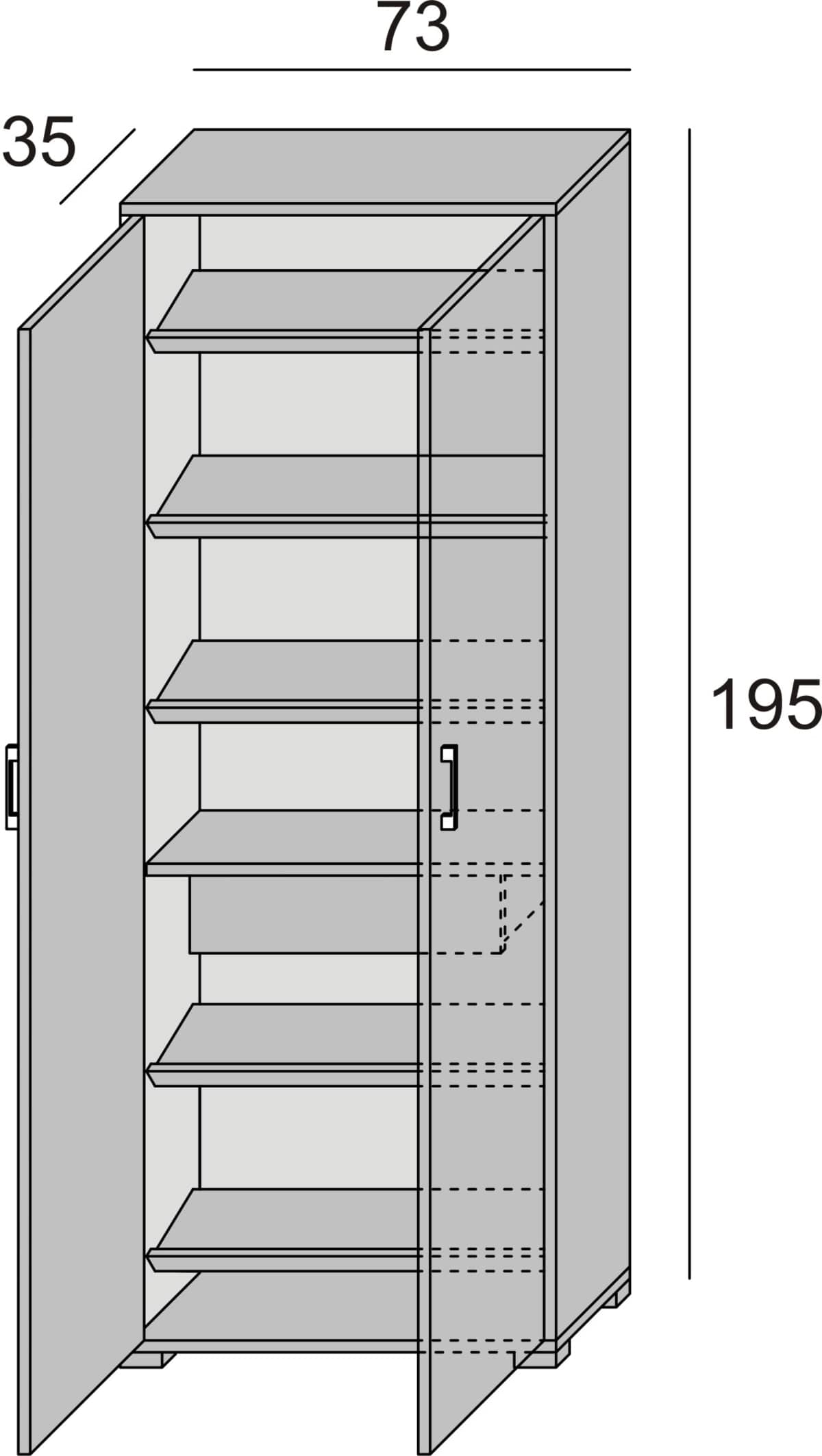 Bricocenter multi-purpose cupboard with 2 doors, 1 drawer, 6 interior shelves 72x37X195H