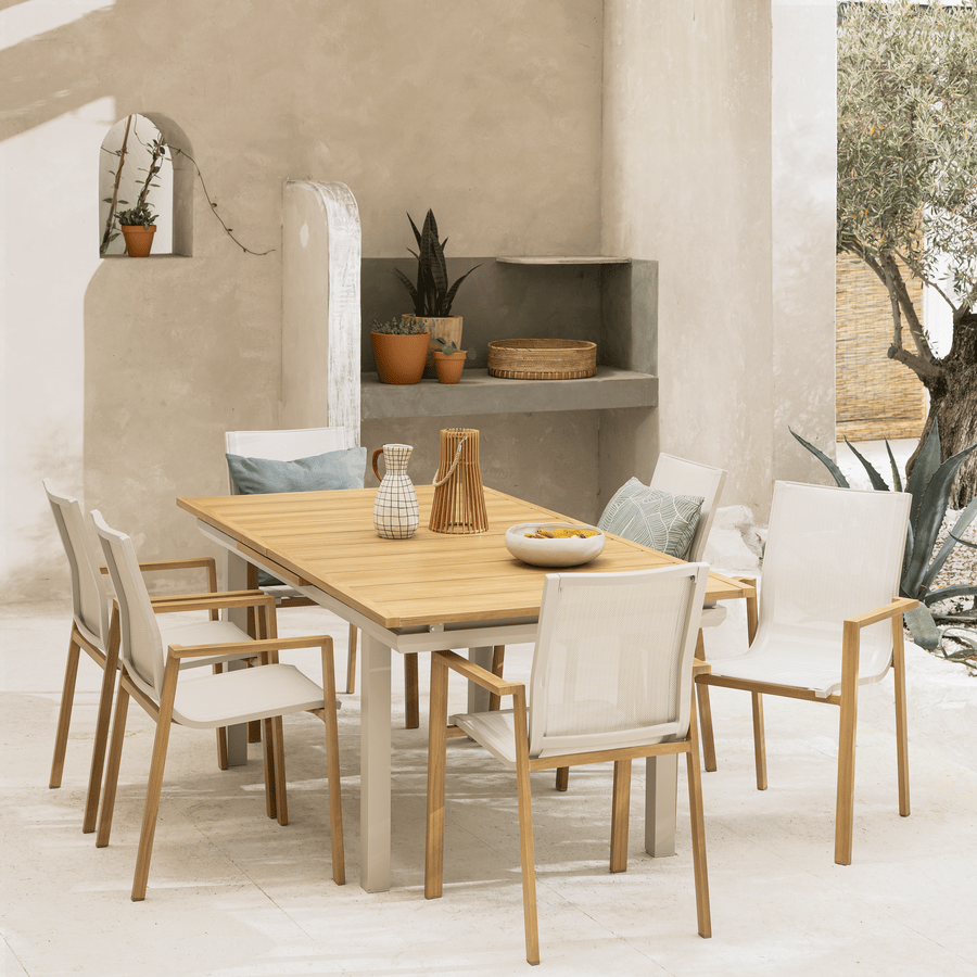 Odyssea chair in aluminium and Naterial wood-effect textilene