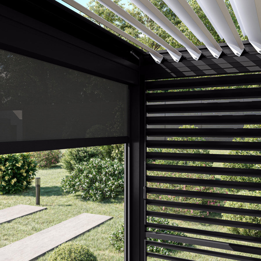 3-metre-wide anthracite-coloured Clima Astra pergola awning