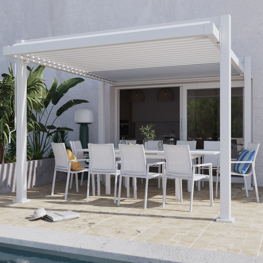 Clima Odyssea bioclimatic aluminium pergola, 320 x 358.5 cm, white Naterial