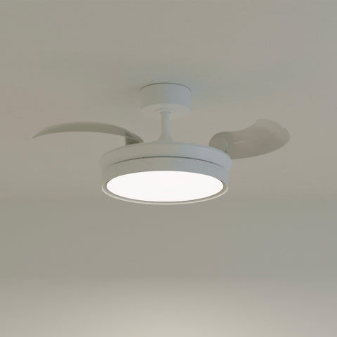 Ipora white acrylic ceiling fan light, 91 cm diameter, 3000 lm LED, CCT dimming, retractable blades