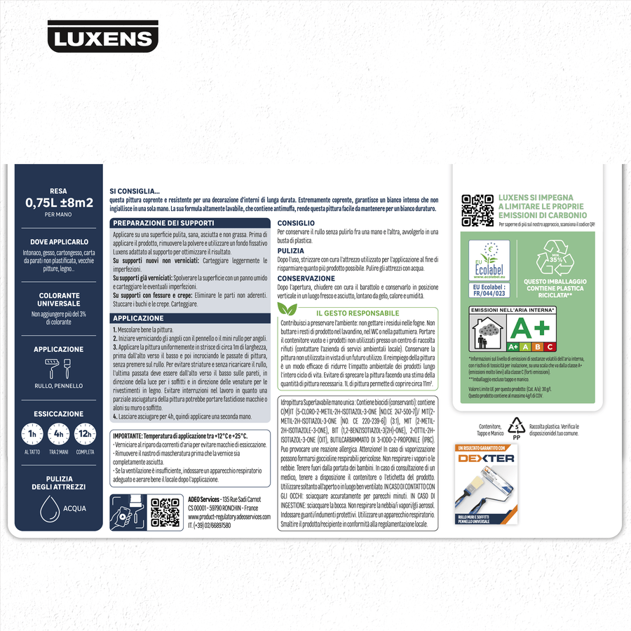 Luxens superwashable manounica white paint 750 ml