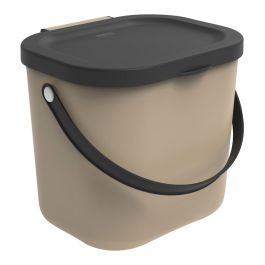 Albula 6-litre taupe pedal bin with handle