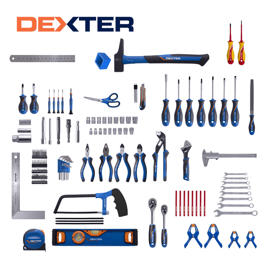 Dexter 150-piece hand tool set in a case / trolley