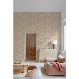 BEIGE AND GOLD LEAF WALLPAPER 53CMX10.5M