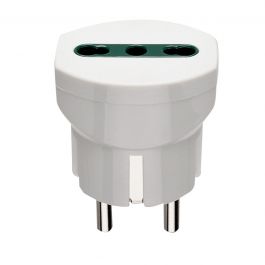 ADAPTER SCHUKO PLUG BIPASS SOCKET 10/16A WHITE
