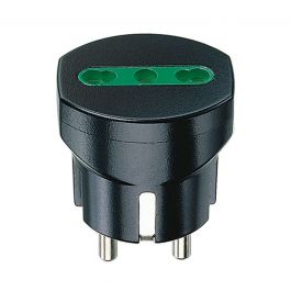 ADAPTER SCHUKO PLUG BIPASS SOCKET 10/16A BLACK