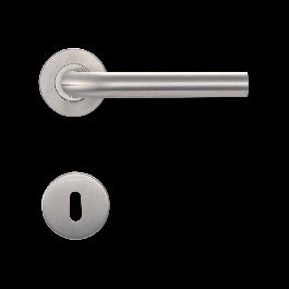 HANDLE ON INSPIRE ROSETTE IN BRUSHED STAINLESS STEEL