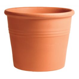 TERRACOTTA VASE STRIPED CYLINDER DIAMETER 18XH15 CM FIRED