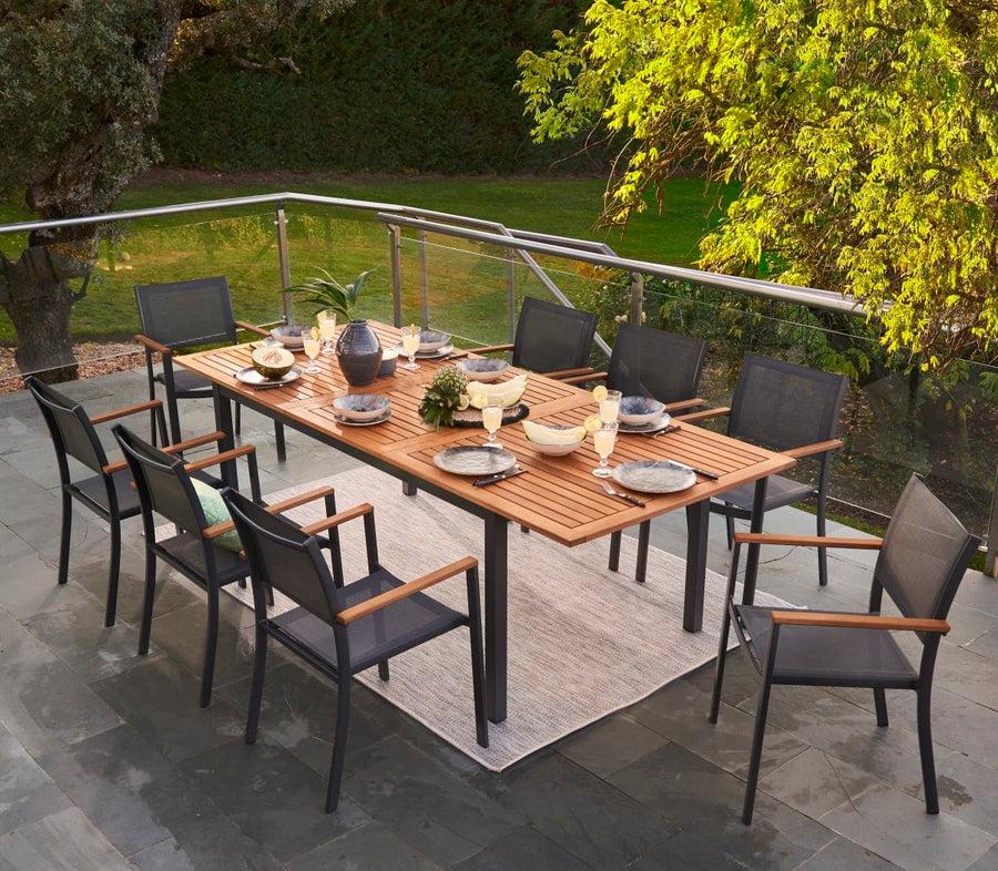 Bricocenter TAVOLO ALLUNGABILE ORIS NATERIAL 6-8 POSTI RETTANGOLARE ALU. TOP LEGNO 99X180-240XH75