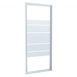 SWING DOOR ESSENTIAL SENSEA L 80 H 185 CM SCREEN PRINTED GLASS 4 MM WHITE PROFILES