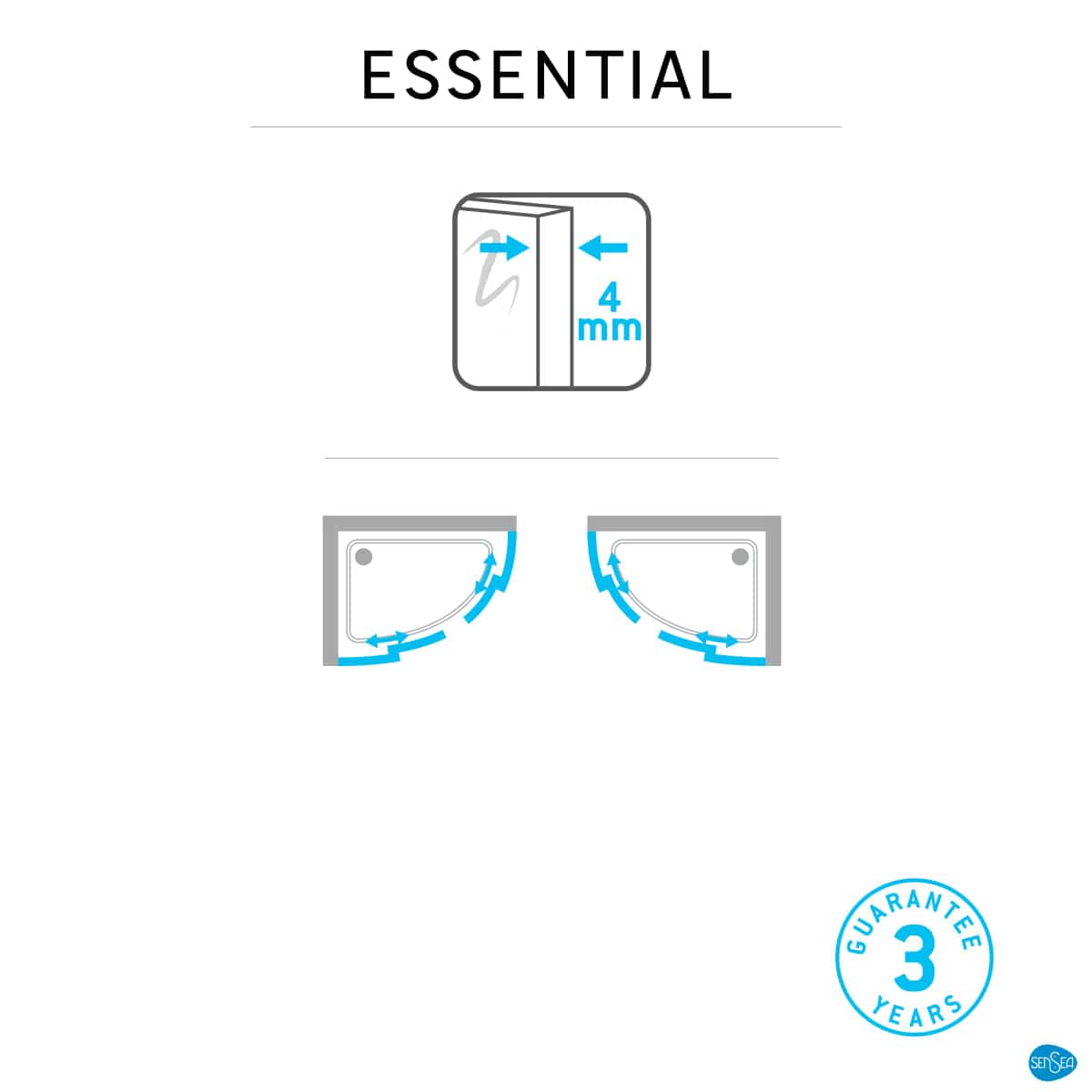 Bricocenter BOX DOCCIA SEMICIRCOLARE ESSENTIAL SENSEA L 80 X80 H 185 CM VETRO SERIGRAFATO 4 MM BIANCO