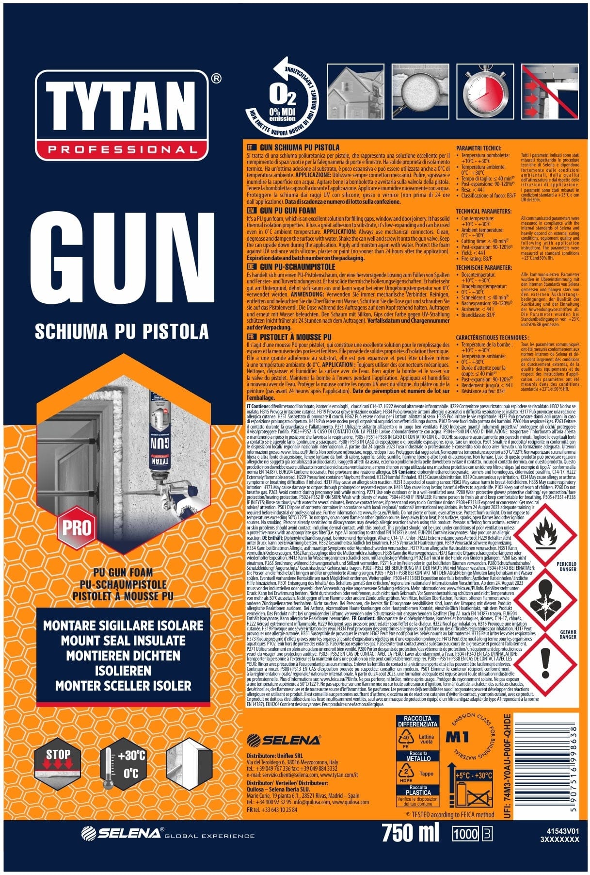 Bricocenter MULTIPURPOSE POLYURETHANE FILLING FOAM FOR GUN GUN TYTAN 750ML